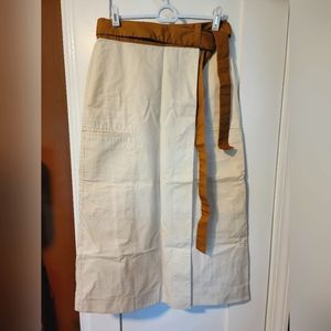 COS Tie Front Wrap Skirt in Cream